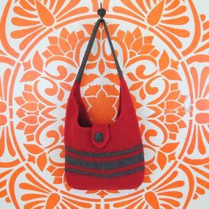 Red & Gray Cashmere Purse